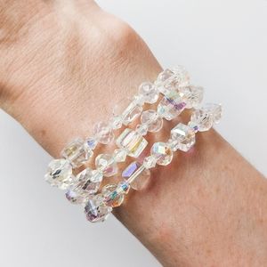 NWT Aurora Borealis 18k White Gold Plated Three Bracelet Set